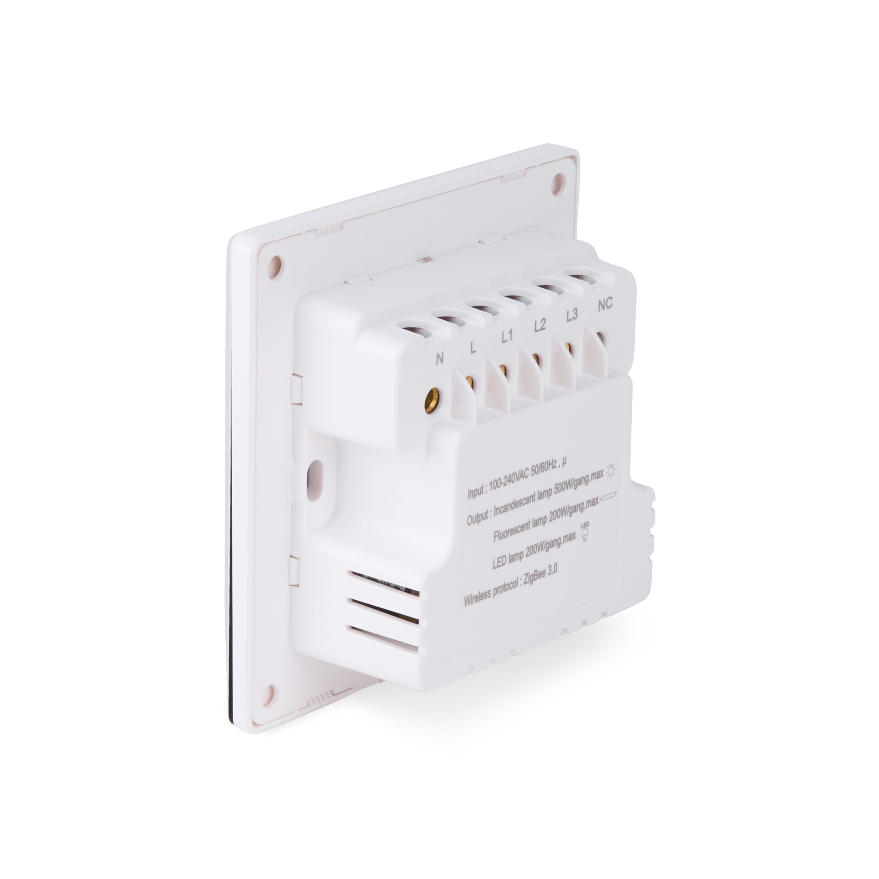 NSW100 3 Gang Smart Light Switch – White, Glass Finish
