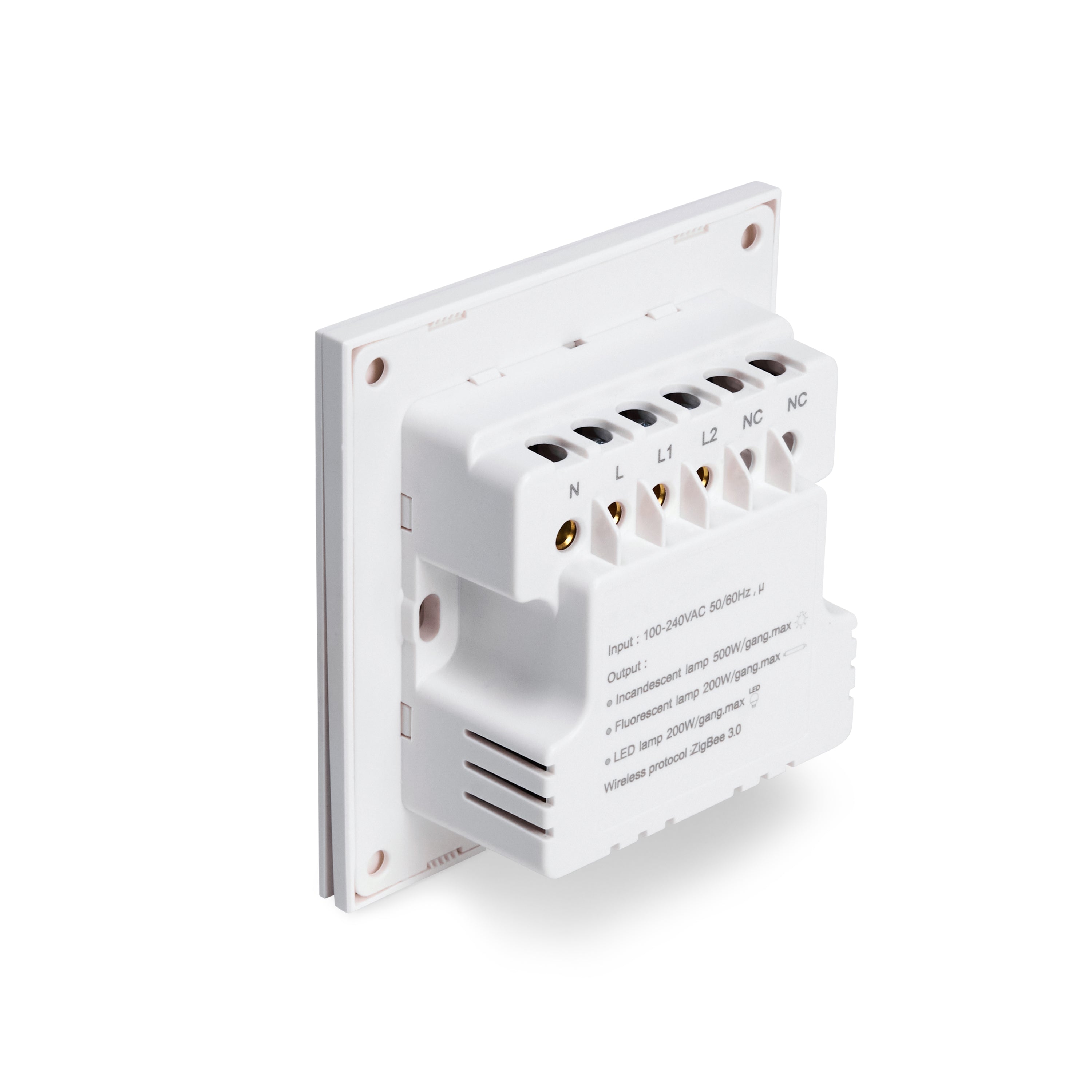NSW100 2 Gang Smart Light Switch – White, Plastic Finish